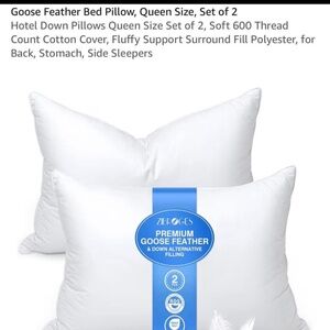 Goose feather and down pillows x2
